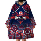 roosters-rugby-wearable-blanket-hoodie-tricolours-1908-aboriginal-mix-polynesian-pattern