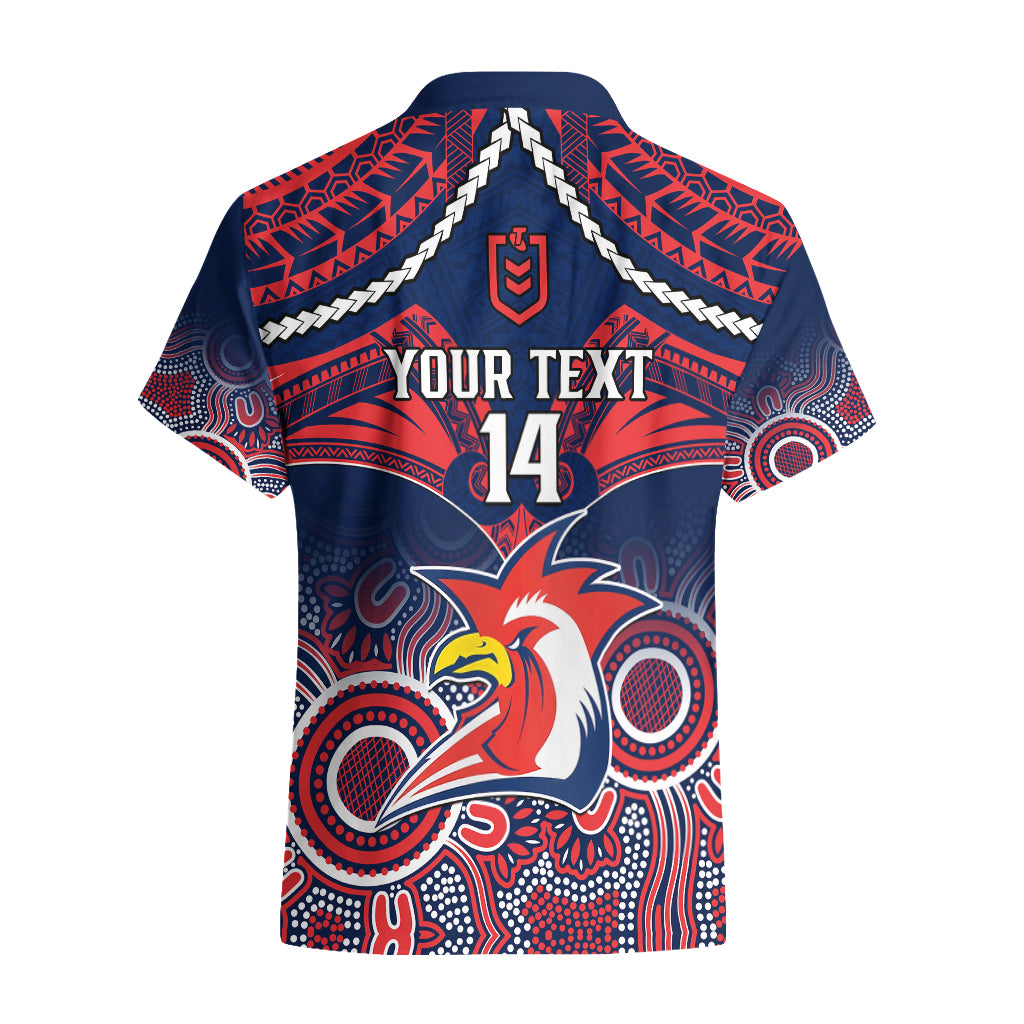 personalised-roosters-rugby-hawaiian-shirt-tricolours-1908-aboriginal-mix-polynesian-pattern