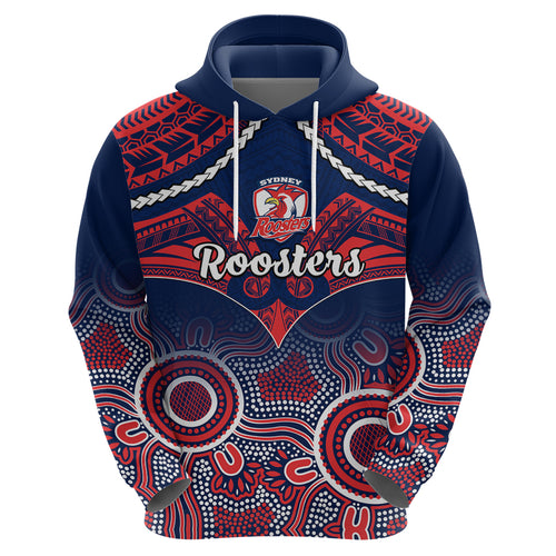 personalised-roosters-rugby-hoodie-tricolours-1908-aboriginal-mix-polynesian-pattern