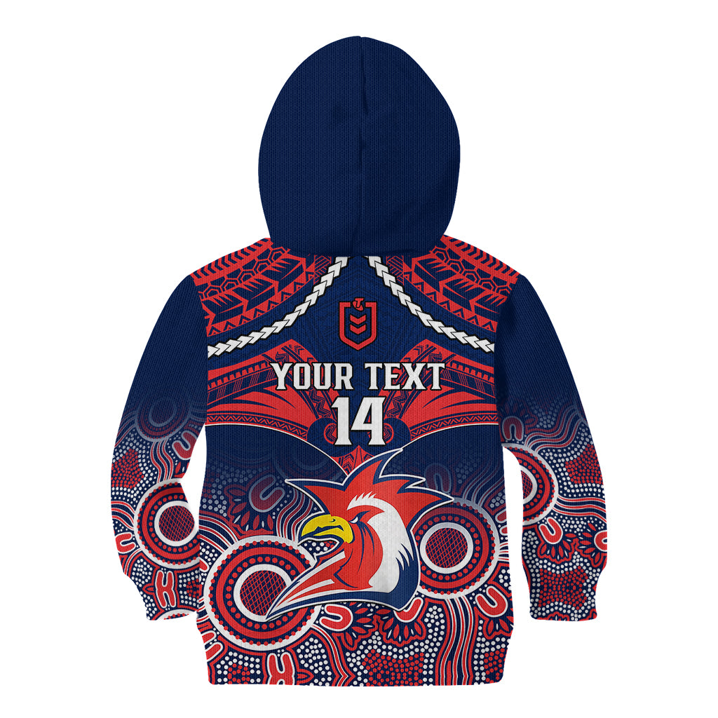 personalised-roosters-rugby-kid-hoodie-tricolours-1908-aboriginal-mix-polynesian-pattern