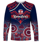 personalised-roosters-rugby-long-sleeve-shirt-tricolours-1908-aboriginal-mix-polynesian-pattern