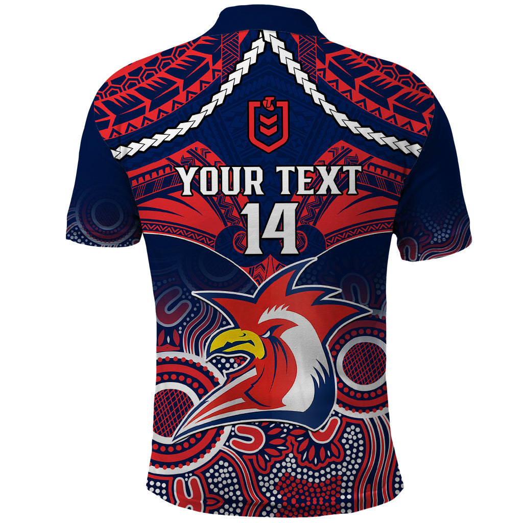 personalised-roosters-rugby-polo-shirt-tricolours-1908-aboriginal-mix-polynesian-pattern