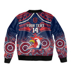 personalised-roosters-rugby-sleeve-zip-bomber-jacket-tricolours-1908-aboriginal-mix-polynesian-pattern