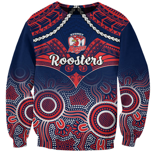personalised-roosters-rugby-sweatshirt-tricolours-1908-aboriginal-mix-polynesian-pattern