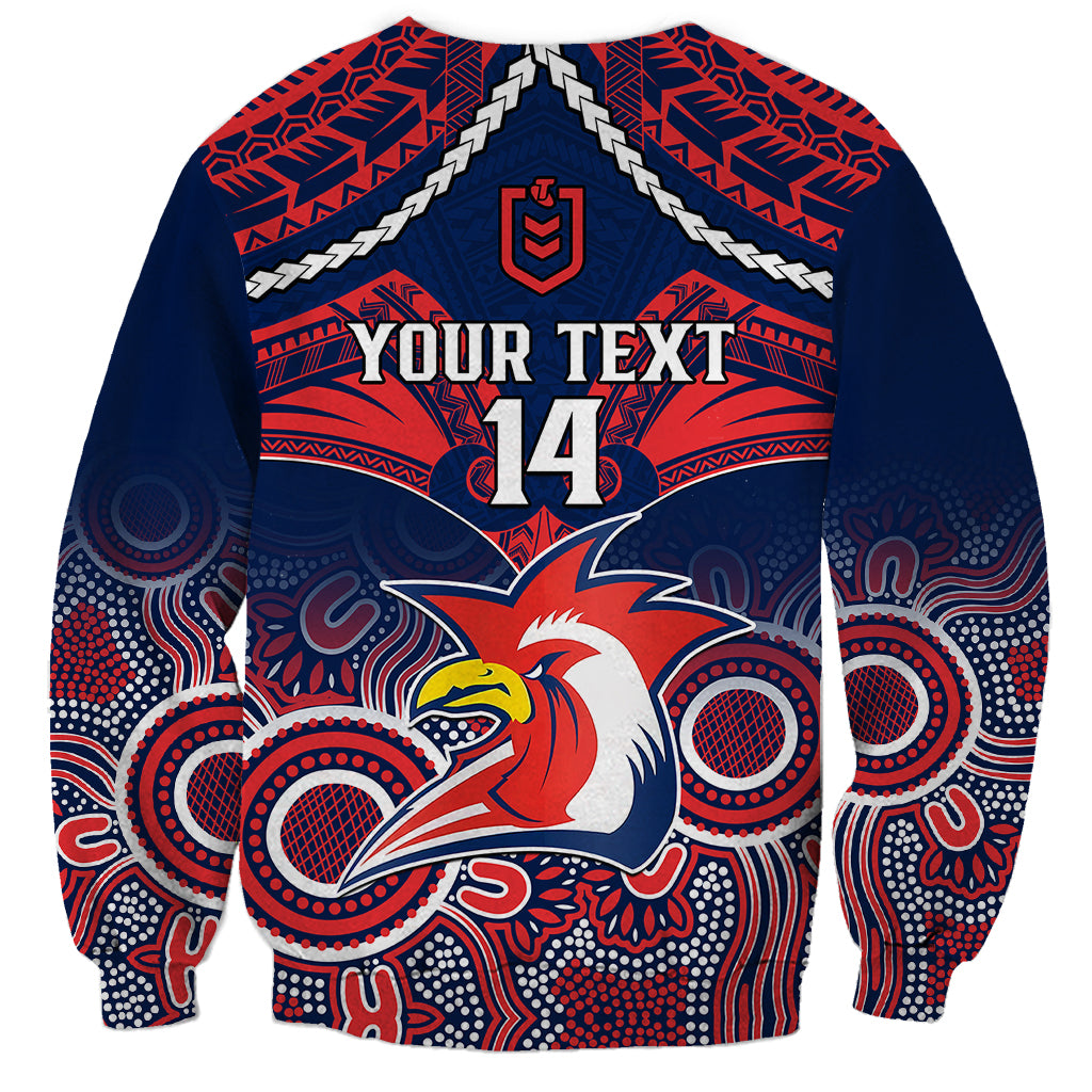 personalised-roosters-rugby-sweatshirt-tricolours-1908-aboriginal-mix-polynesian-pattern