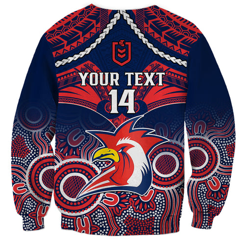 personalised-roosters-rugby-sweatshirt-tricolours-1908-aboriginal-mix-polynesian-pattern