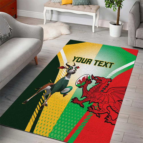 Custom South Africa And Wales Rugby Area Rug Springboks Welsh Mascots Dynamic Version