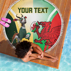 Custom South Africa And Wales Rugby Beach Blanket Springboks Welsh Mascots Dynamic Version