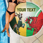 Custom South Africa And Wales Rugby Beach Blanket Springboks Welsh Mascots Dynamic Version
