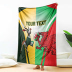 Custom South Africa And Wales Rugby Blanket Springboks Welsh Mascots Dynamic Version