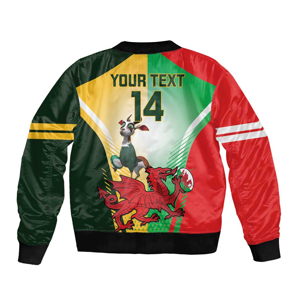 Custom South Africa And Wales Rugby Bomber Jacket Springboks Welsh Mascots Dynamic Version
