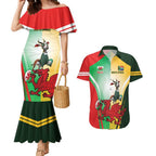 Custom South Africa And Wales Rugby Couples Matching Mermaid Dress and Hawaiian Shirt Springboks Welsh Mascots Dynamic Version