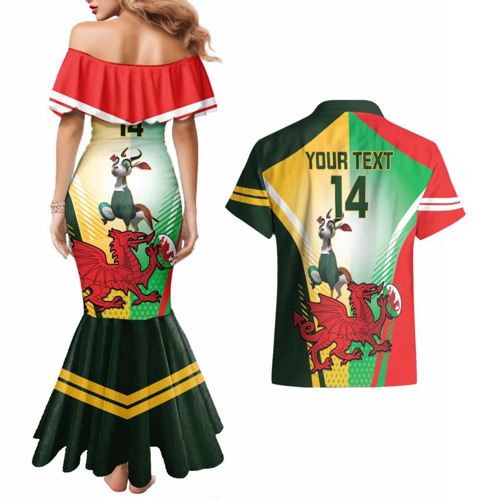 Custom South Africa And Wales Rugby Couples Matching Mermaid Dress and Hawaiian Shirt Springboks Welsh Mascots Dynamic Version