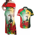 Custom South Africa And Wales Rugby Couples Matching Off Shoulder Maxi Dress and Hawaiian Shirt Springboks Welsh Mascots Dynamic Version