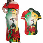 Custom South Africa And Wales Rugby Couples Matching Off Shoulder Maxi Dress and Hawaiian Shirt Springboks Welsh Mascots Dynamic Version