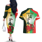 Custom South Africa And Wales Rugby Couples Matching Off The Shoulder Long Sleeve Dress and Hawaiian Shirt Springboks Welsh Mascots Dynamic Version