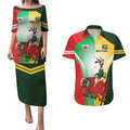 Custom South Africa And Wales Rugby Couples Matching Puletasi and Hawaiian Shirt Springboks Welsh Mascots Dynamic Version