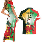 Custom South Africa And Wales Rugby Couples Matching Short Sleeve Bodycon Dress and Hawaiian Shirt Springboks Welsh Mascots Dynamic Version