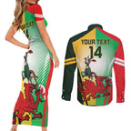 Custom South Africa And Wales Rugby Couples Matching Short Sleeve Bodycon Dress and Long Sleeve Button Shirt Springboks Welsh Mascots Dynamic Version