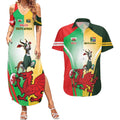 Custom South Africa And Wales Rugby Couples Matching Summer Maxi Dress and Hawaiian Shirt Springboks Welsh Mascots Dynamic Version