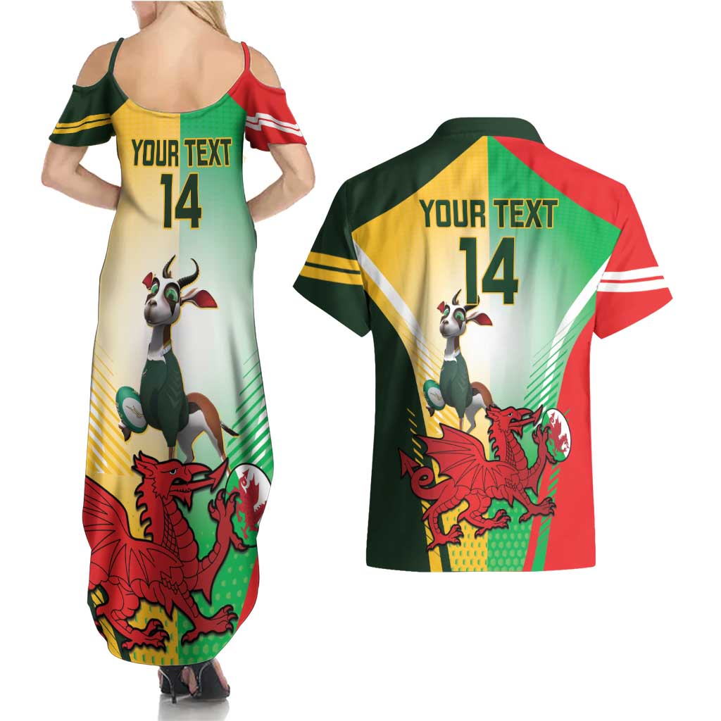 Custom South Africa And Wales Rugby Couples Matching Summer Maxi Dress and Hawaiian Shirt Springboks Welsh Mascots Dynamic Version