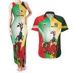 Custom South Africa And Wales Rugby Couples Matching Tank Maxi Dress and Hawaiian Shirt Springboks Welsh Mascots Dynamic Version