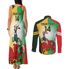 Custom South Africa And Wales Rugby Couples Matching Tank Maxi Dress and Long Sleeve Button Shirt Springboks Welsh Mascots Dynamic Version