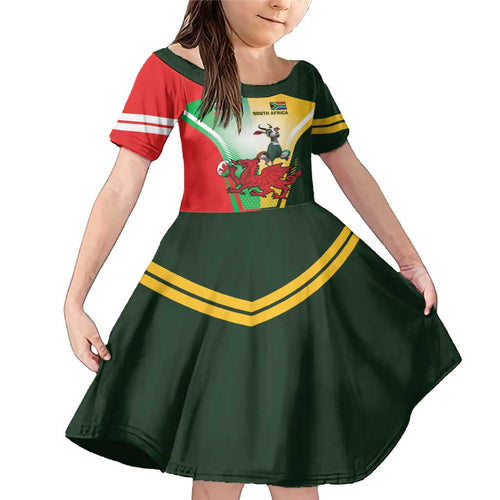 Custom South Africa And Wales Rugby Family Matching Mermaid Dress and Hawaiian Shirt Springboks Welsh Mascots Dynamic Version