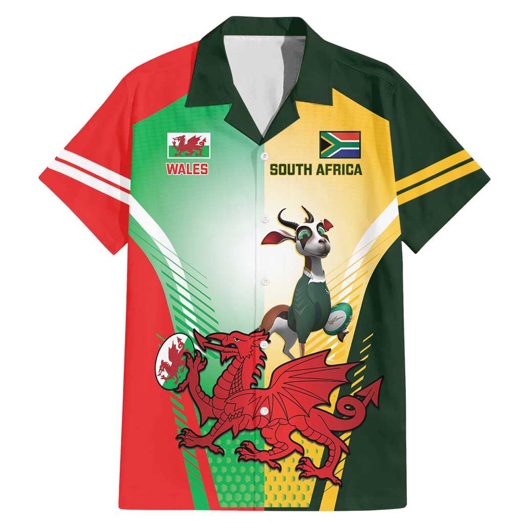 Custom South Africa And Wales Rugby Family Matching Mermaid Dress and Hawaiian Shirt Springboks Welsh Mascots Dynamic Version