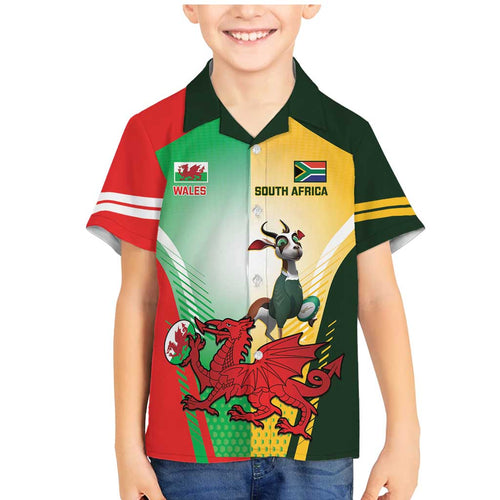Custom South Africa And Wales Rugby Family Matching Mermaid Dress and Hawaiian Shirt Springboks Welsh Mascots Dynamic Version