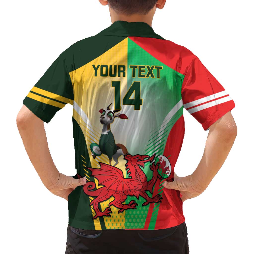 Custom South Africa And Wales Rugby Family Matching Off Shoulder Maxi Dress and Hawaiian Shirt Springboks Welsh Mascots Dynamic Version