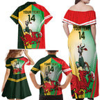 Custom South Africa And Wales Rugby Family Matching Off Shoulder Maxi Dress and Hawaiian Shirt Springboks Welsh Mascots Dynamic Version