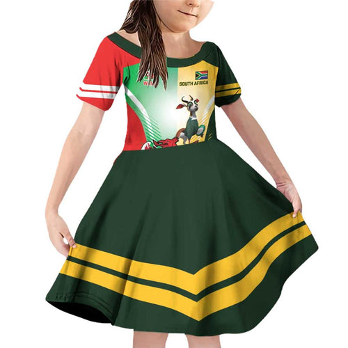 Custom South Africa And Wales Rugby Family Matching Off Shoulder Short Dress and Hawaiian Shirt Springboks Welsh Mascots Dynamic Version
