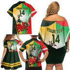 Custom South Africa And Wales Rugby Family Matching Off Shoulder Short Dress and Hawaiian Shirt Springboks Welsh Mascots Dynamic Version