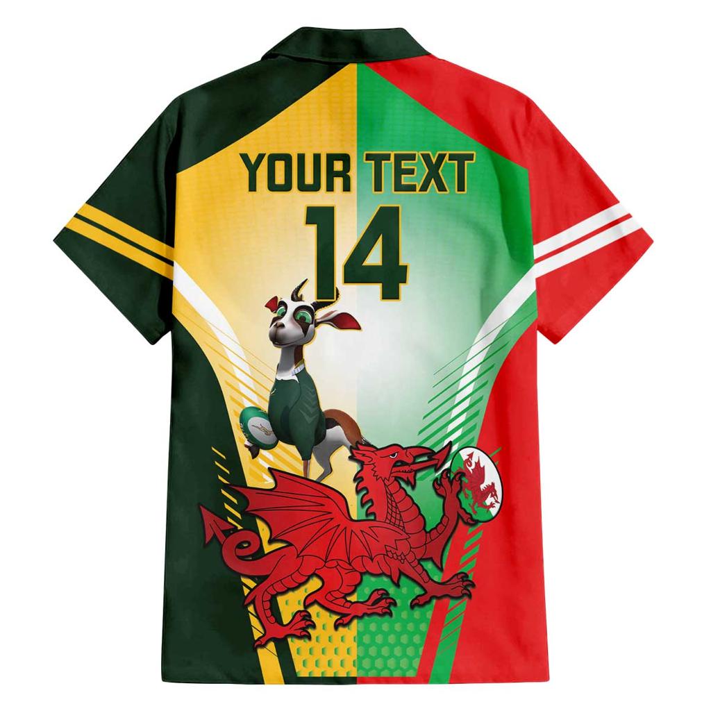 Custom South Africa And Wales Rugby Family Matching Off Shoulder Short Dress and Hawaiian Shirt Springboks Welsh Mascots Dynamic Version