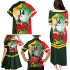 Custom South Africa And Wales Rugby Family Matching Puletasi and Hawaiian Shirt Springboks Welsh Mascots Dynamic Version