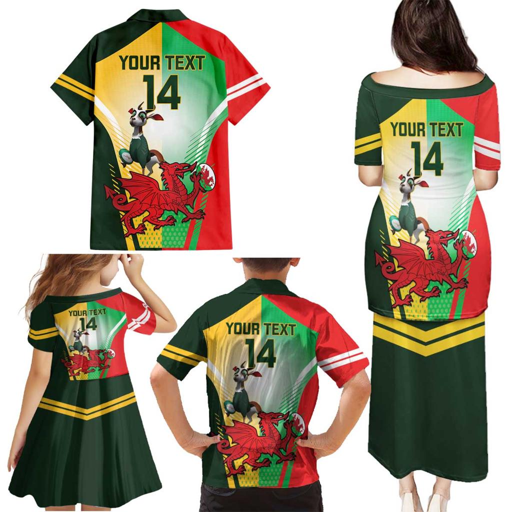 Custom South Africa And Wales Rugby Family Matching Puletasi and Hawaiian Shirt Springboks Welsh Mascots Dynamic Version