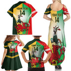 Custom South Africa And Wales Rugby Family Matching Summer Maxi Dress and Hawaiian Shirt Springboks Welsh Mascots Dynamic Version