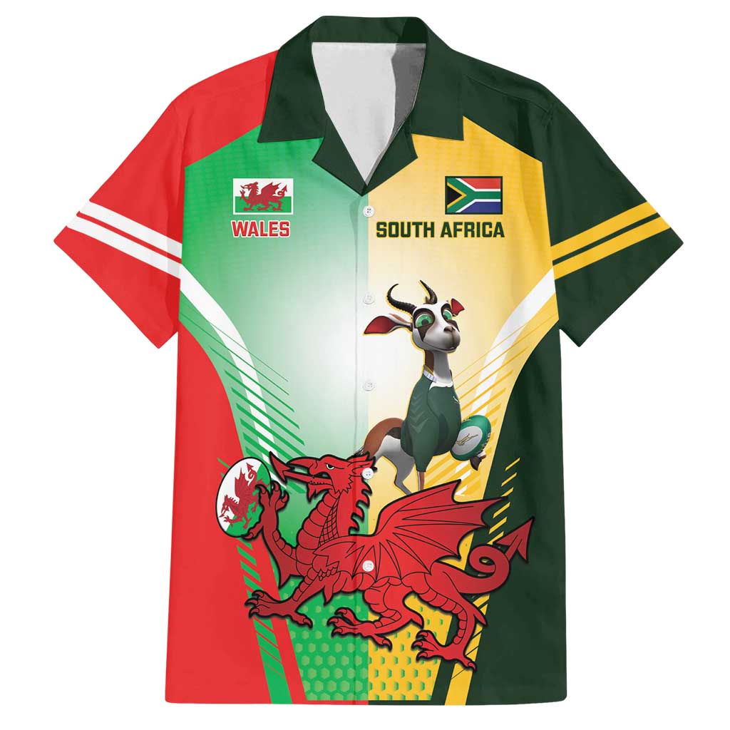 Custom South Africa And Wales Rugby Family Matching Summer Maxi Dress and Hawaiian Shirt Springboks Welsh Mascots Dynamic Version