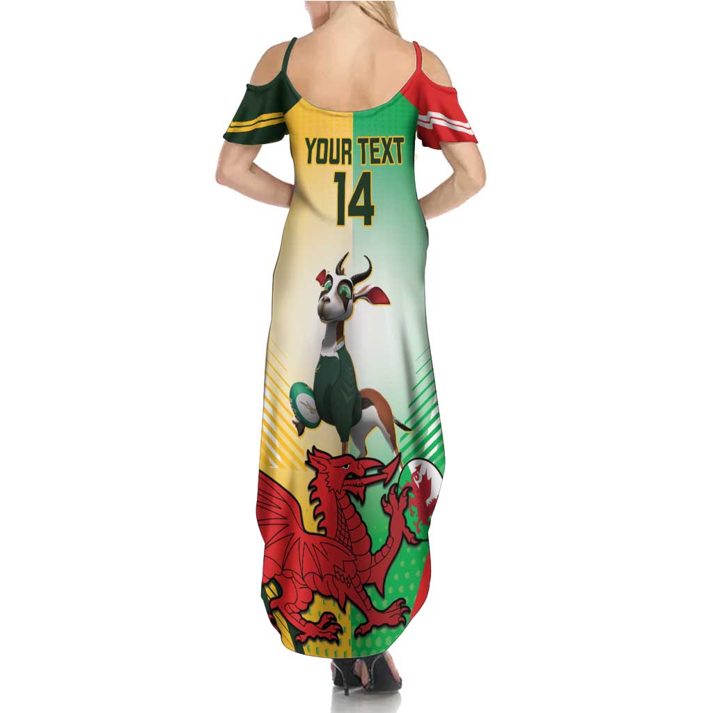 Custom South Africa And Wales Rugby Family Matching Summer Maxi Dress and Hawaiian Shirt Springboks Welsh Mascots Dynamic Version