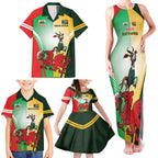 Custom South Africa And Wales Rugby Family Matching Tank Maxi Dress and Hawaiian Shirt Springboks Welsh Mascots Dynamic Version