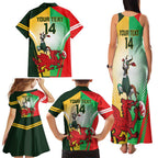 Custom South Africa And Wales Rugby Family Matching Tank Maxi Dress and Hawaiian Shirt Springboks Welsh Mascots Dynamic Version