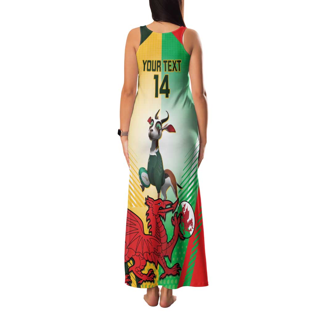 Custom South Africa And Wales Rugby Family Matching Tank Maxi Dress and Hawaiian Shirt Springboks Welsh Mascots Dynamic Version