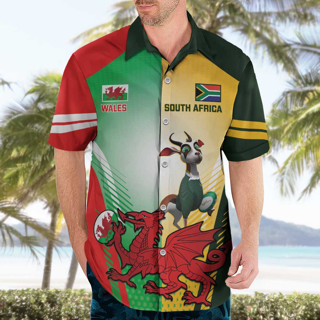Custom South Africa And Wales Rugby Hawaiian Shirt Springboks Welsh Mascots Dynamic Version