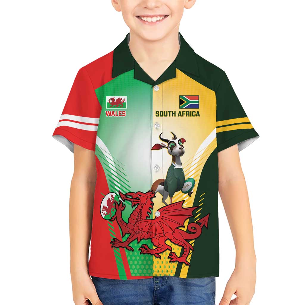 Custom South Africa And Wales Rugby Hawaiian Shirt Springboks Welsh Mascots Dynamic Version