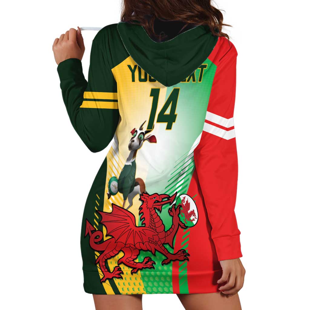 Custom South Africa And Wales Rugby Hoodie Dress Springboks Welsh Mascots Dynamic Version