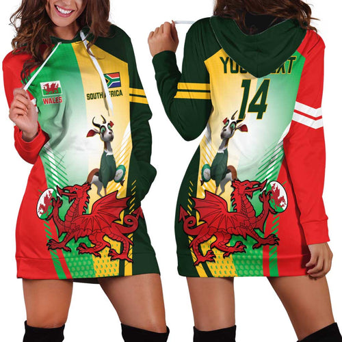 Custom South Africa And Wales Rugby Hoodie Dress Springboks Welsh Mascots Dynamic Version