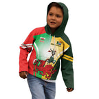 Custom South Africa And Wales Rugby Kid Hoodie Springboks Welsh Mascots Dynamic Version