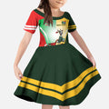 Custom South Africa And Wales Rugby Kid Short Sleeve Dress Springboks Welsh Mascots Dynamic Version