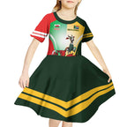 Custom South Africa And Wales Rugby Kid Short Sleeve Dress Springboks Welsh Mascots Dynamic Version